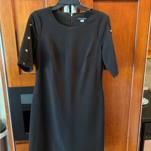 Tommy Hilfiger Black Midi Dress with Button Accents
